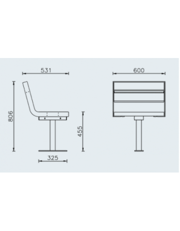 Panchina 1 posto senza piana con seduta in legno di pregio, struttura e braccioli in acciaio verniciato - cm 60x53,1x45,5h