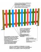 Steccato inglese con doghe in multistrato di betulla colorato e piantone in legno di pino massello-cm 200x12x100h-Da tassellare