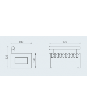 Panchina con schienale, struttura in tubolare quadro e doghe in legno di pino - cm 90x60x62,5h