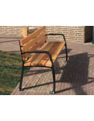 Panchina con schienale, seduta in legno di pregio e struttura in acciaio zincata e verniciata - cm 180x60,4x81,9h