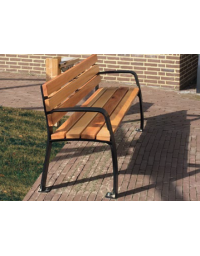 Panchina con schienale, seduta in legno di pregio e struttura in acciaio zincata e verniciata - cm 180x60,4x81,9h