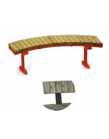 Panchina angolare con schienale, seduta in legno di pregio e struttura acciaio zincato e verniciato - Modulo  da 45° o 90°