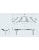 Panchina angolare con schienale, seduta in legno di pino e struttura acciaio zincato e verniciato - Modulo da 45° o 90°