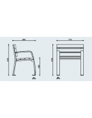 Panchina 1 posto con schienale e seduta in legno di pregio, struttura in acciaio zincata - cm 71x60,4x81,9h