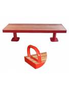 Panchina senza schienale con struttura e braccioli in acciaio zincato e verniciato, seduta in legno di pregio - cm 180x50,2x45,5