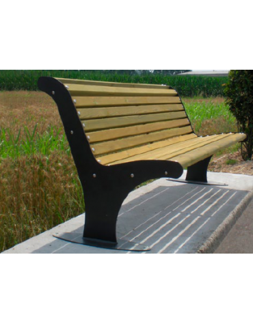 Panchina con schienale in acciaio zincato e verniciato, doghe in legno di pregio - cm 181,6x86,8x86,4h