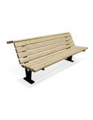 Panchina con schienale, realizzata in acciaio e legno di pregio - cm 200x95,5x80,6h