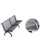 Panchina con braccioli, interamente in acciaio zincato e verniciato, seduta e schienale ergonomici - cm 197x62x75,9h