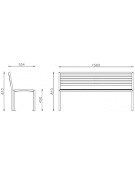 Panchina Carmen con schienale e braccioli, in acciaio zincato e verniciato, doghe in legno di pregio - cm 156x55,4x81h