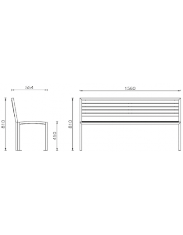 Panchina Carmen con schienale e braccioli, in acciaio zincato e verniciato, doghe in legno di pregio - cm 156x55,4x81h