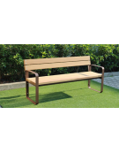 Panchina in acciaio e legno con seduta e schienale in legno di pregio - cm 180x60,6x83,8h