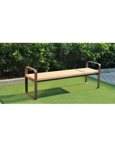 Panchina senza schienale in acciaio e legno con seduta in legno di pino - cm 180x48,6x63h