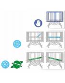 LETTINO PEDIATRICO MANUALE AD ALTEZZA VARIABILE CON TRENDELENBURG E SPONDE A LISTELLI