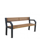 Panchina con schienale e braccioli in acciaio zincato e verniciato, con legno di pregio- cm 180x58x85,9h