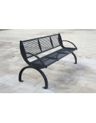 Panchina con schienale e braccioli. Realizzata in acciaio zincato e verniciato. Da tassellare - cm 169,6x59x83h