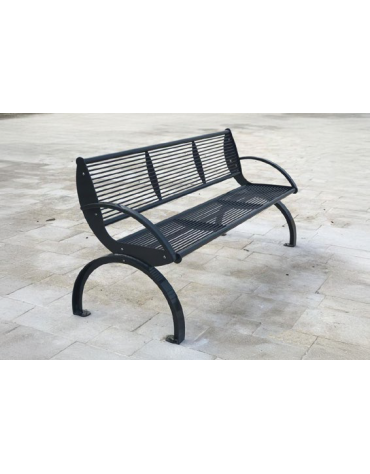 Panchina con schienale e braccioli. Realizzata in acciaio zincato e verniciato. Da tassellare - cm 169,6x59x83h