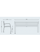 Panchina con schienale, seduta in legno di pino e struttura in acciaio zincata e verniciata - cm 180x60,4x81,9h