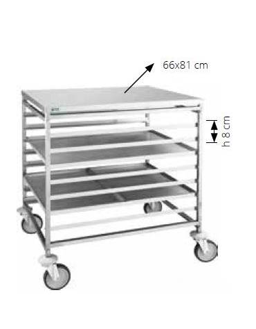 Carrello portateglie in acciaio inox - portata 8 teglie 80x60 o 16 teglie 60x40 - cm 85x65x94h