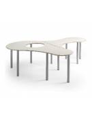 TAVOLO SINUOSO DENTRO|FUORI CON 1 GRANDE FORO E 1 GAMBE IN ACCIAIO GRANDEZZA 6 - CM.128X128X83H