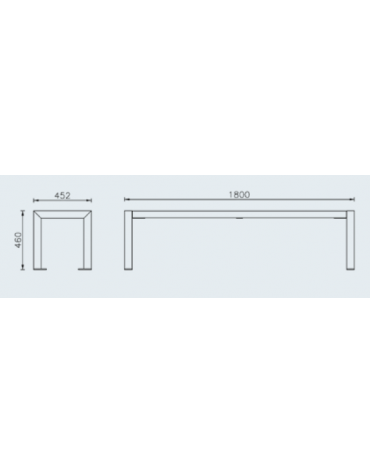 Panchina senza schienale in acciaio e doghe in legno di pino fissate su supporti in piatto - cm 180x45,2x46h
