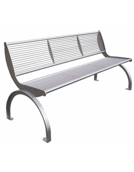 Panchina  con schienale realizzata in acciaio inox - Da tassellare - cm 169,6x64x83h