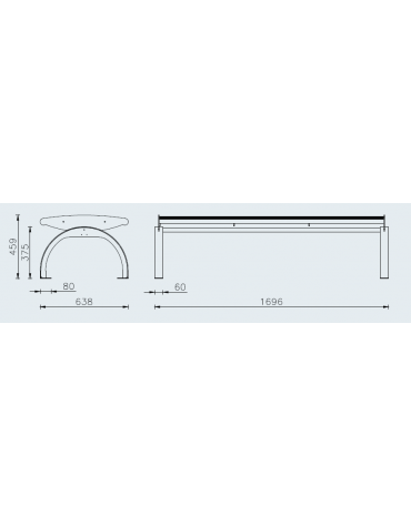 Panchina senza schienale realizzata in acciaio inox - cm 169,6x63,8x45,9h