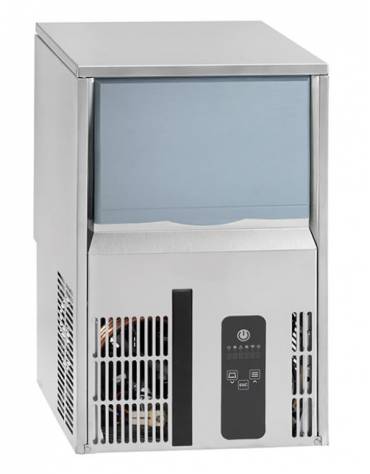 Macchina per cubetti di ghiaccio pieni gr. 18, Produzione giornaliera Kg 25 - Contenitore da Kg 6 - Raffreddamento Ad acqua o ad