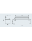 Panchina con schienale, doghe in legno di pino, struttura in acciaio zincato e verniciato e cemento - cm 207,6x67,2x86,1h