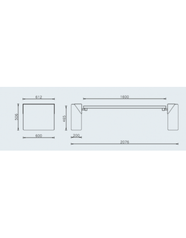 Panchina senza schienale, doghe in legno di pino, struttura in acciaio zincato verniciato e cemento-cm 207,6x61,2x50,6h
