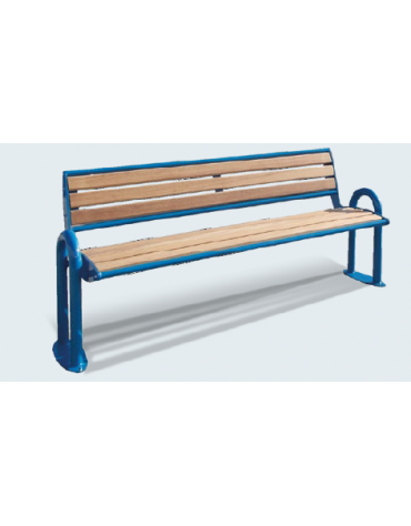 Panchina con struttura e braccioli in metallo - Seduta e schienale in legno di pregio - cm 179,6x61x81,8h