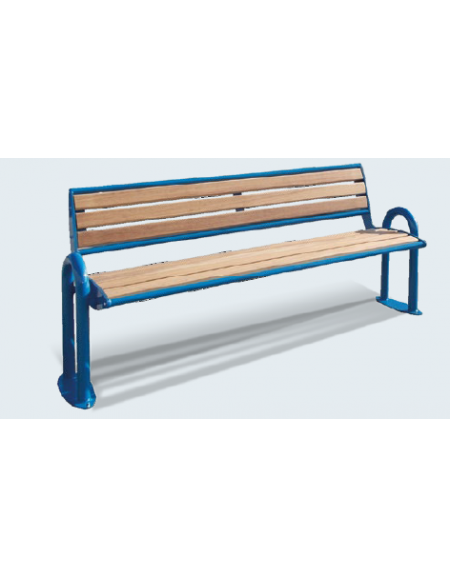 Panchina con struttura e braccioli in metallo - Seduta e schienale in legno di pregio - cm 179,6x61x81,8h