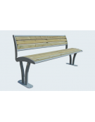 Panchina con schienale in acciaio zincato e verniciato, doghe in legno di pregio - cm 165x57x84,8h