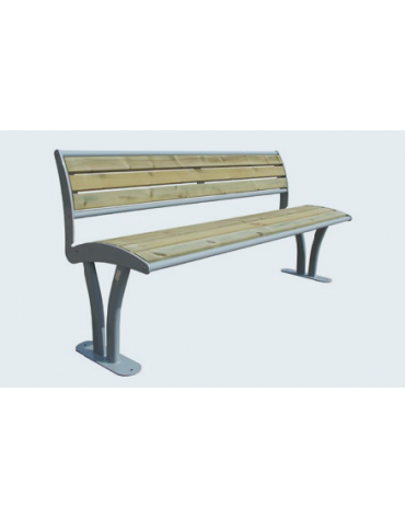 Panchina con schienale in acciaio zincato e verniciato, doghe in legno di pregio - cm 165x57x84,8h