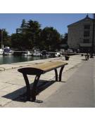 Panchina senza schienale in acciaio zincato e verniciato, doghe in legno di pregio - cm 165x44,5x50h