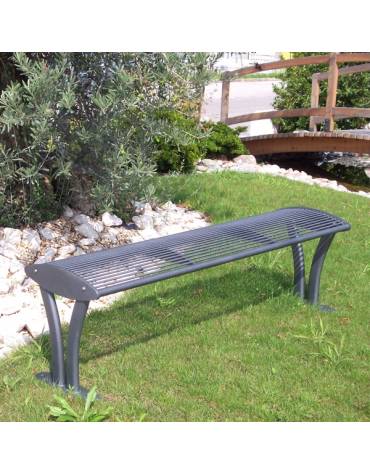 Panchina piana realizzata in acciaio zincato e verniciato. Supporti con piastre di base con tasselli - cm 161,5x44,5x50h