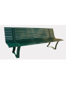 Panchina per esterno da parco pubblico o giardino, con schienale in acciaio zincato e verniciato - cm 199,5x64x79h