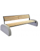 Panchina con schienale, doghe in legno di pregio, struttura in acciaio zincato e verniciato e cemento - cm 190,5x73,5x78,7h