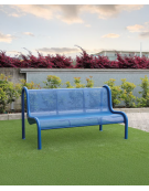 Panchina con schienale realizzata in acciaio, seduta e schienale realizzati in lamiera forata - cm 155,3x82,9x86,1h