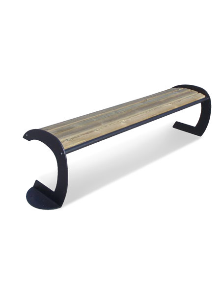 Panchina senza schienale, in acciaio zincato e verniciato con seduta in legno di pregio - cm 189,6x51,2x47,3h