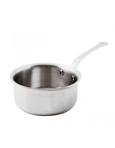 Casseruola alta in acciaio inox-alluminio, 1 manico inox, fondo in alluminio - capacità lt. 1,9  - Ø cm 18 - h cm 8,5