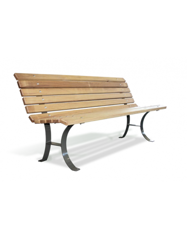 Panchina con schienale, in acciaio zincato e verniciato, con doghe in legno di pino - cm 180x68,3x85,5h