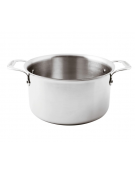 Casseruola alta in acciaio inox-alluminio, 2 maniglie inox, fondo in alluminio - capacità lt. 7,8 - Ø cm 28 - h cm 14