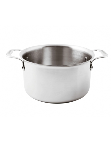 Casseruola alta in acciaio inox-alluminio, 2 maniglie inox, fondo in alluminio - capacità lt. 7,8 - Ø cm 28 - h cm 14