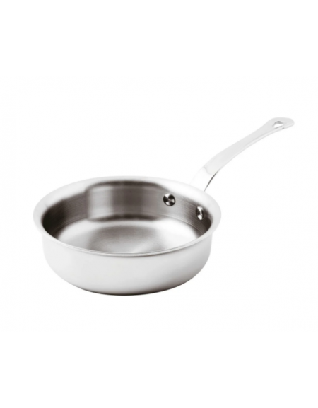 Casseruola bassa in acciaio inox-alluminio, 1 manico inox, fondo in alluminio - capacità lt. 0,9  - Ø cm 16 - h cm 5,5
