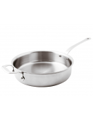 Casseruola bassa inox-alluminio, 1 manico inox e contromaniglia, fondo in alluminio - capacità lt. 4  - Ø cm 28 - h cm 7,5