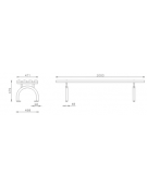 Panchina senza schienale, in acciaio zincato e verniciato, seduta con doghe in legno di pregio - cm 200x49,8x47,9h