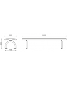 Panchina senza schienale realizzata interamente in acciaio zincato e verniciato - cm 200x49,8x45h