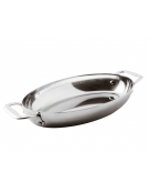 Tegame ovale in acciaio inox-alluminio, 2 maniglie in acciaio inox - capacità lt. 1,4 - dimensioni cm 30x18x5h