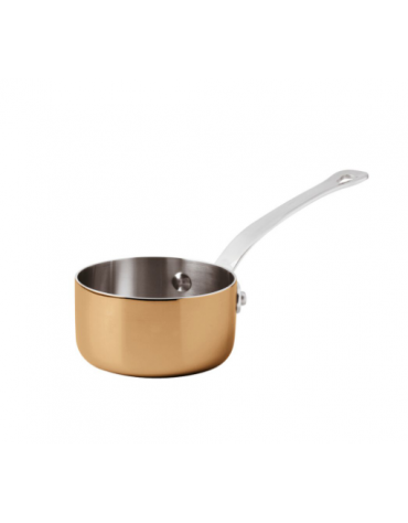 Casseruola alta Monoporzione per servizio a tavola con esterno rame lucido ed interno inox- lt. 0,30 -Diametro Ø cm 9 - h cm 4,7