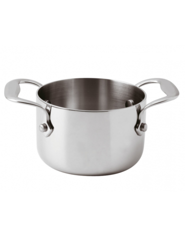 Casseruola alta Monoporzione per servizio a tavola in acciaio inox, 2 maniglie - lt. 0,50, Ø cm 10, h cm 6,5